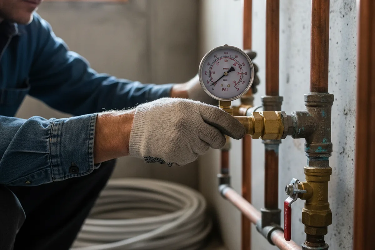 Pressure testing a repaired line during Water Line Repair in Kenvir